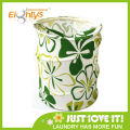 canvars Pop Up Green Flowers Polyester Cotton Laundry Hamper